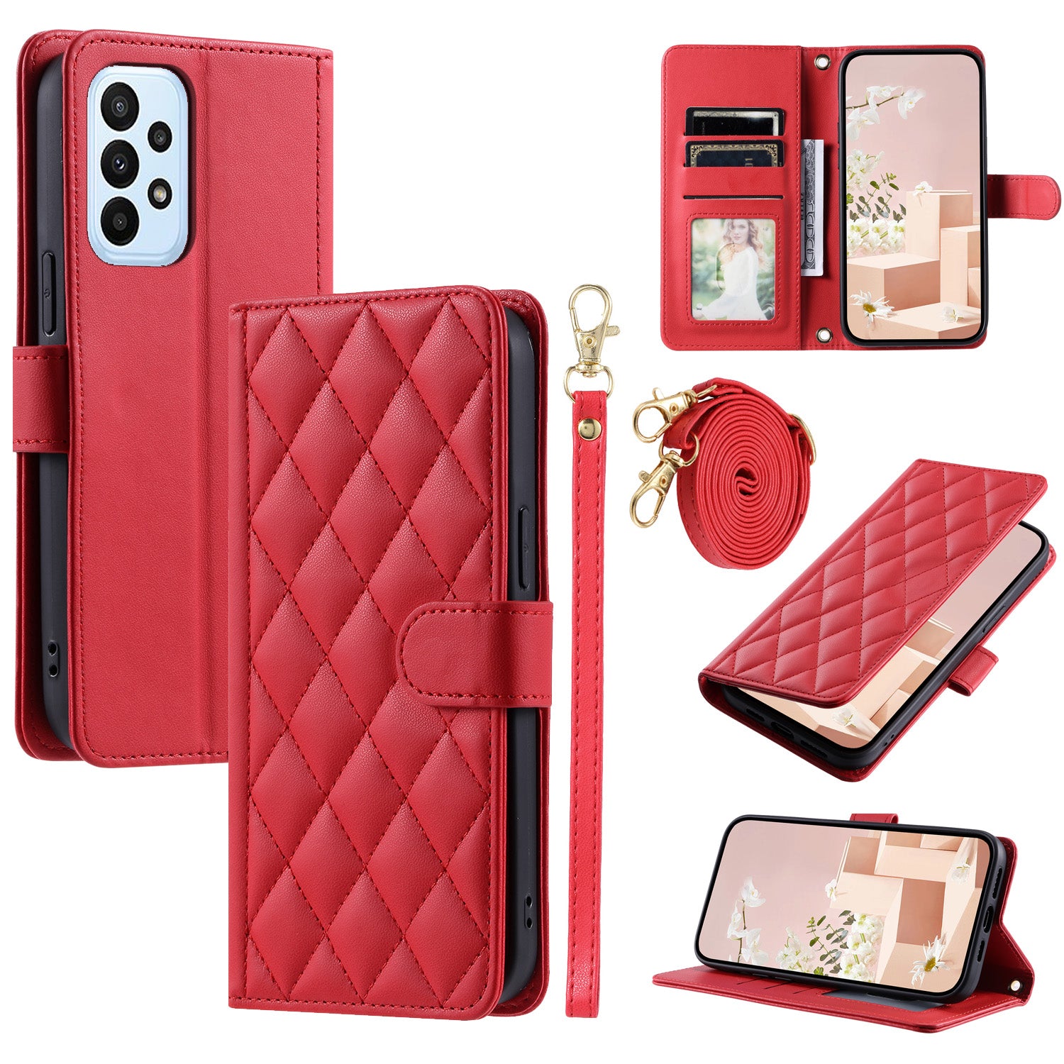 For Samsung Galaxy A33 5G Leather Case Rhombus Grid Phone Cover with Wallet Stand For Samsung Galaxy A33 5G Leather Case Rhombus Grid Phone Cover with Wallet Stand